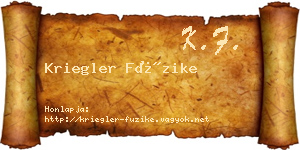 Kriegler Füzike névjegykártya